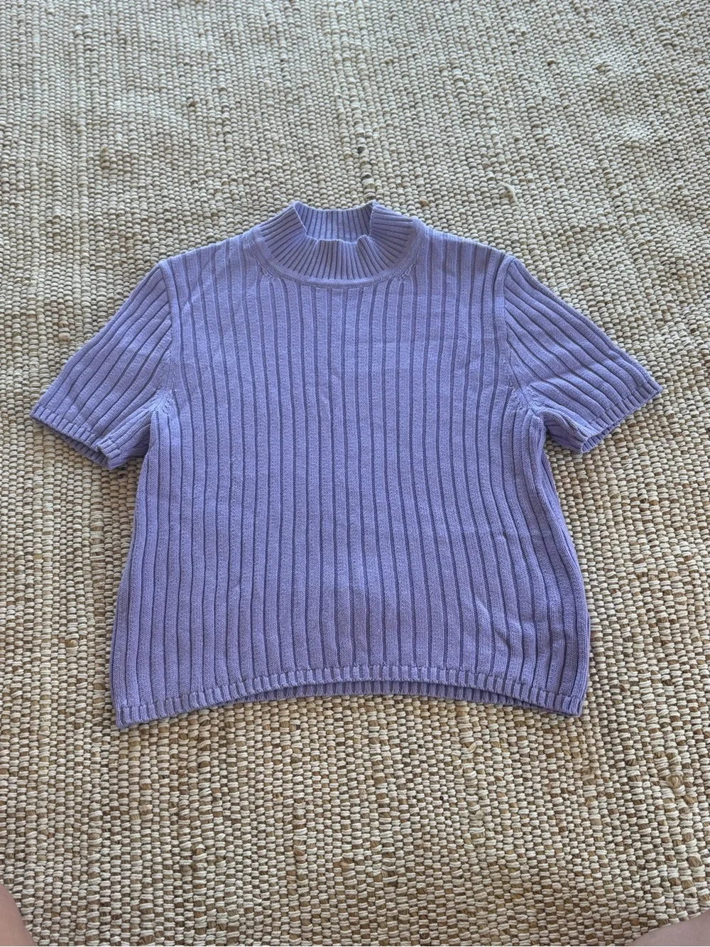 J. Crew Cotton-blend short-sleeve turtleneck sweater Hampton Purple size large
